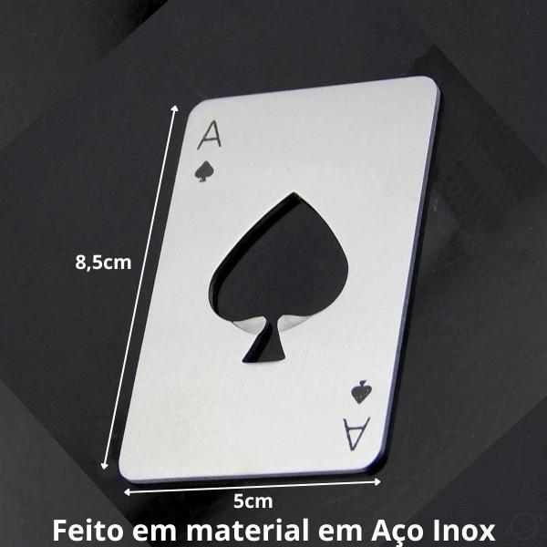 Imagem de Abridor de Garrafa Formato Carta De Baralho Aço Inox