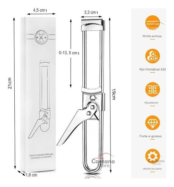 Imagem de Abridor De Tampas Ajustável Em Aço Inox Para Potes, Frascos