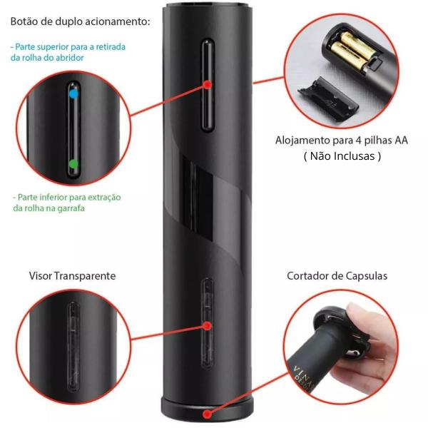 Imagem de Abridor de Vinho Automático - Kit Completo com Peças e Entrega Rápida