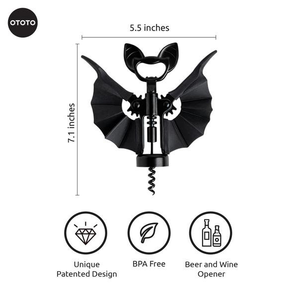 Imagem de Abridor de vinho e cerveja OTOTO Vino Bat Design Presente de Halloween