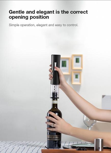 Imagem de Abridor de vinho elétrico, saca-rolhas automático, abridor de garrafa de pilha de vinho tinto