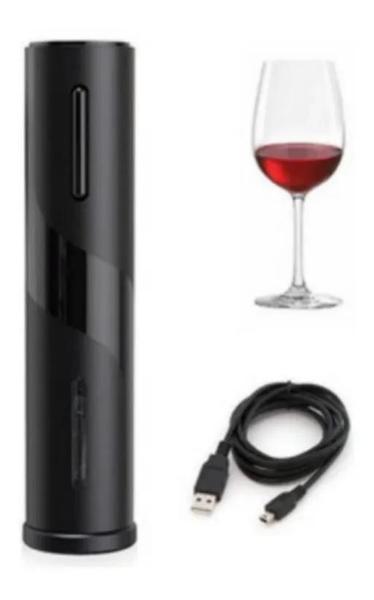 Imagem de Abridor De Vinhos Saca Rolha Recarregável Usb Gourmet Preto