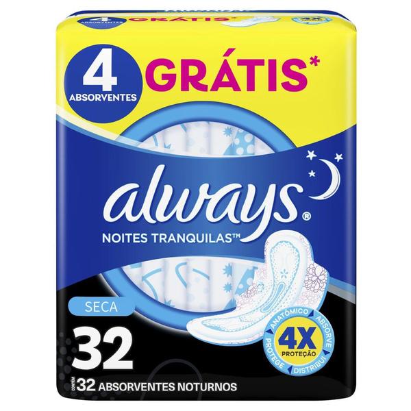 Imagem de Absorvente Always Noites Tranquilas Seca com Abas 32 Unidades