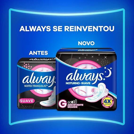 Imagem de Absorvente Always Noites Tranquilas Suave Com Abas 16 unidades