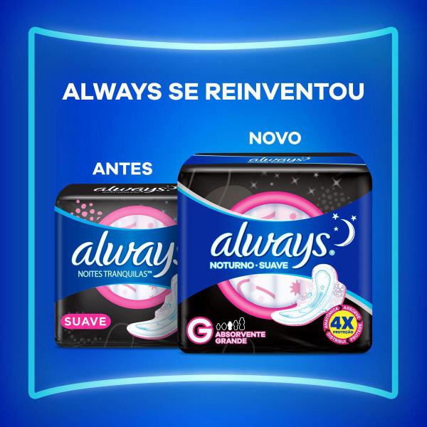 Imagem de Absorvente Always Noites Tranquilas Suave Com Abas 28cm - 32 unidades