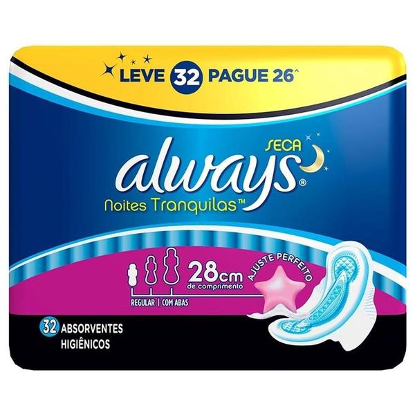 Imagem de Absorvente Always Noturno com Abas Seco (Leve 32 e Pague 28)