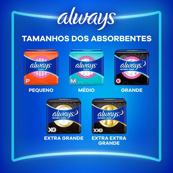 Imagem de Absorvente Always Noturno Malha Seca com Abas Leve 8 Pague 7