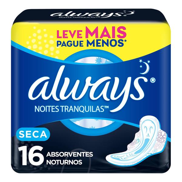 Imagem de Absorvente Always Noturno Noites Tranquilas Seca com Abas 16 Unidades