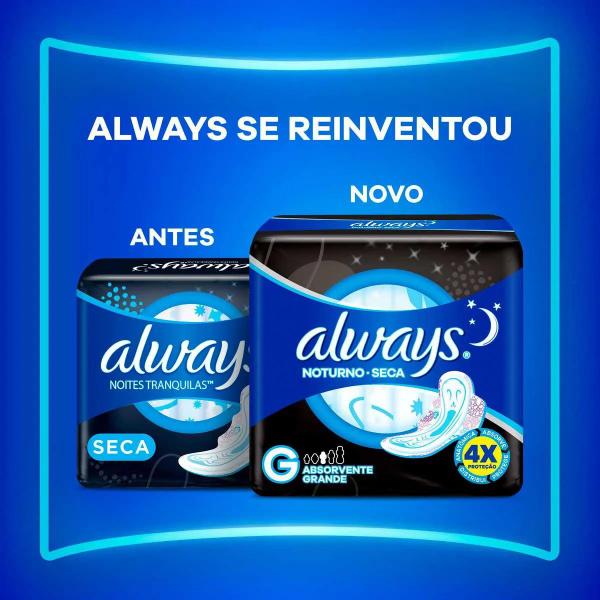 Imagem de Absorvente Always Noturno Proteção Seca G Com Abas 48 Unidades Always