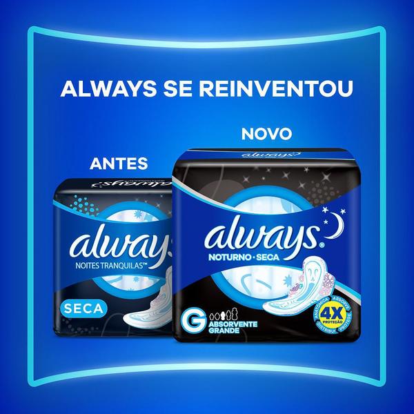 Imagem de Absorvente Always Noturno Seca Tamanho G com Abas 16 Unidades