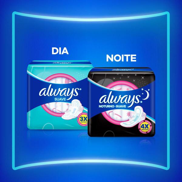 Imagem de Absorvente Always Noturno Suave c/ Abas 28cm Leve 8 Pague 7