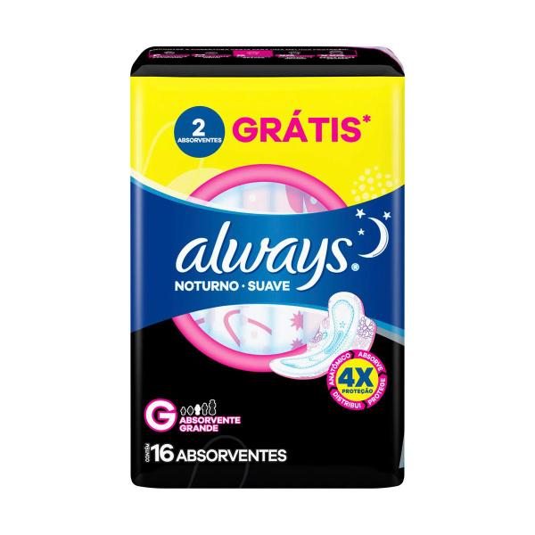 Imagem de Absorvente Always Noturno Suave G Com Abas 16 Unidades Always