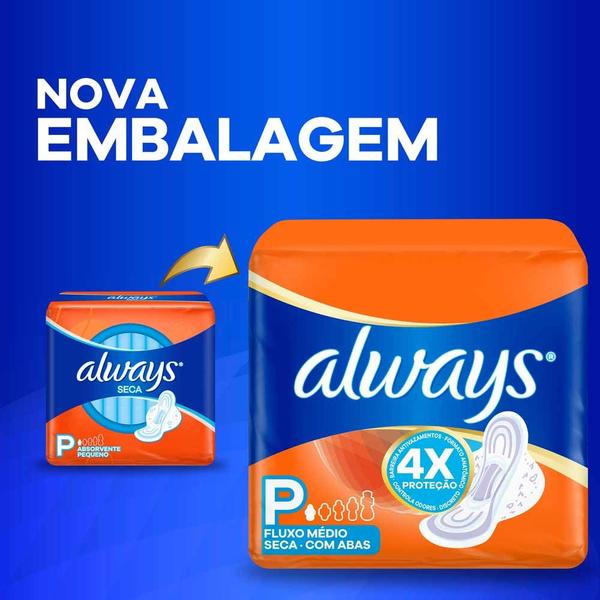 Imagem de Absorvente Always Seca Tamanho P com Abas 32 Unidades