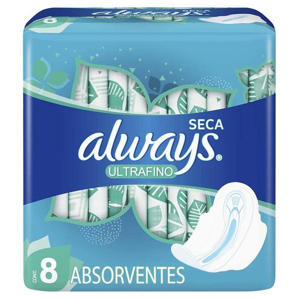 Imagem de Absorvente Always Ultrafino Cobertura Seca com Abas 8 Unidades