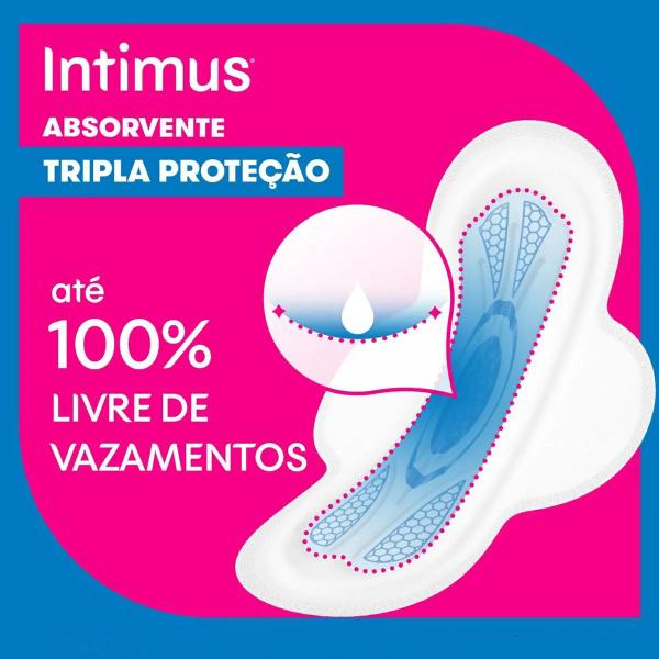 Imagem de Absorvente Com Tripla Proteção Fluxo Médio Extra Suave Com Abas 8 Unidades Intimus