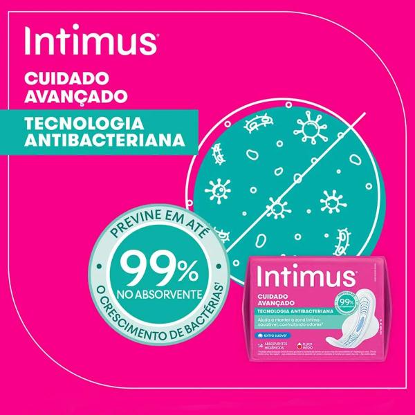 Imagem de Absorvente Cuidado Avançado Tecnologia Antibacteriana Extra Suave 14 Unidades Intimus