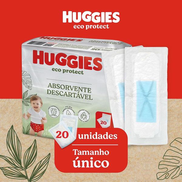 Imagem de Absorvente Descartável Para Fralda Reutilizável Huggies Eco Protect Tamanho Único com 20 Unidades