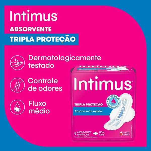 Imagem de Absorvente Externo Intimus Tripla Proteção Cobertura Suave com Abas 32 Unidades