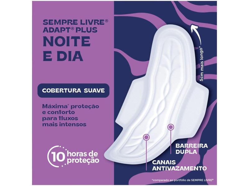 Imagem de Absorvente Externo Sempre Livre Adapt Plus  - Noite e Dia Suave com Abas 32 unidades