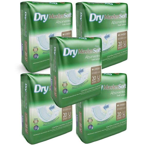 Imagem de Absorvente Geriátrico Dry MasterSoft 20 Unidades  Kit com 5 unidades