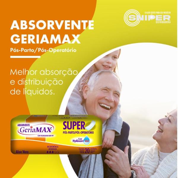 Imagem de Absorvente Geriátrico Pós Parto Geriamax 20 Un Incontinência Absorção Máxima Suavidade e Conforto