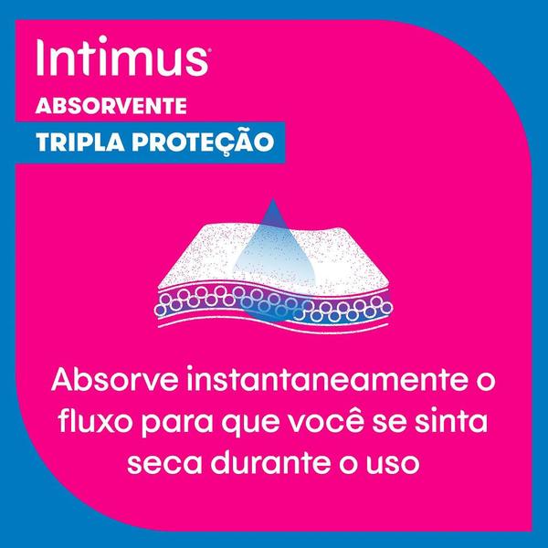 Imagem de Absorvente Intimus Gel Tripla Proteção Cobertura Extra Suave Com Abas 8 Unidades