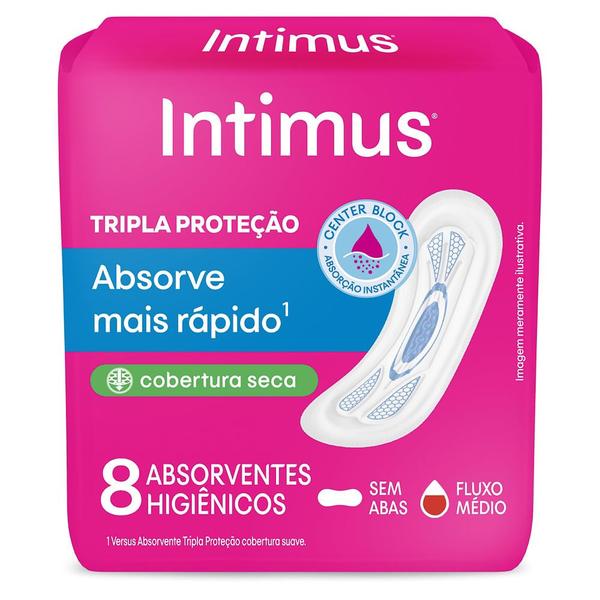 Imagem de Absorvente Intimus Gel Tripla Proteção Cobertura Seca Sem Abas com 8 Unidades