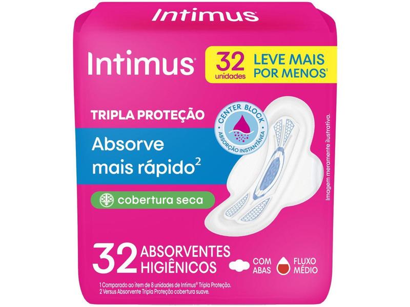 Imagem de Absorvente Intimus Gel Tripla Proteção Seca - com Abas 32 unidades