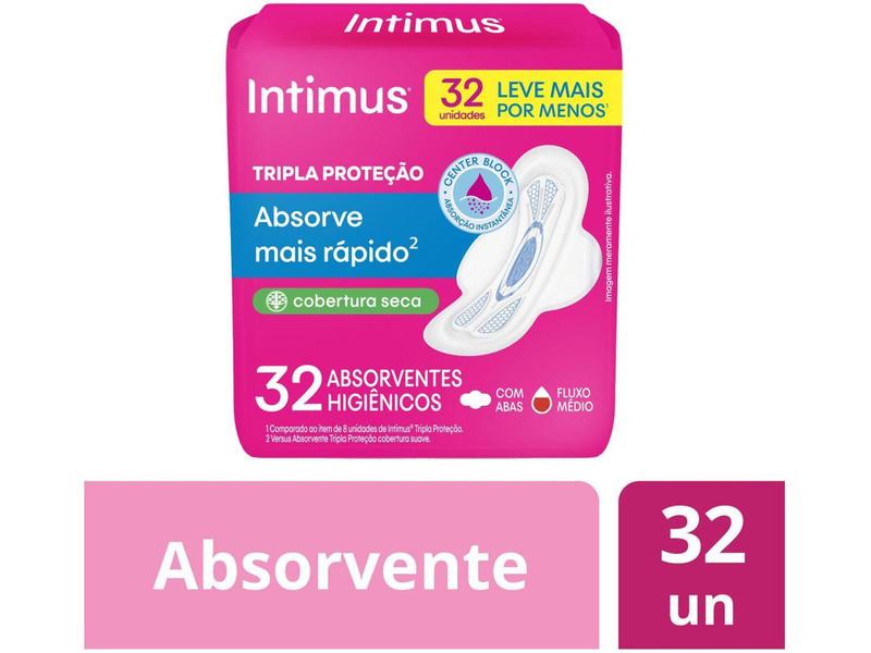 Imagem de Absorvente Intimus Gel Tripla Proteção Seca - com Abas 32 unidades