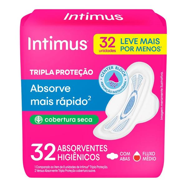 Imagem de Absorvente Intimus Gel Tripla Proteção Seca - com Abas 32 unidades