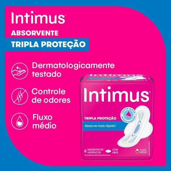 Imagem de Absorvente Intimus Tripla Proteção Cobertura Seca Com Abas 32 unidades