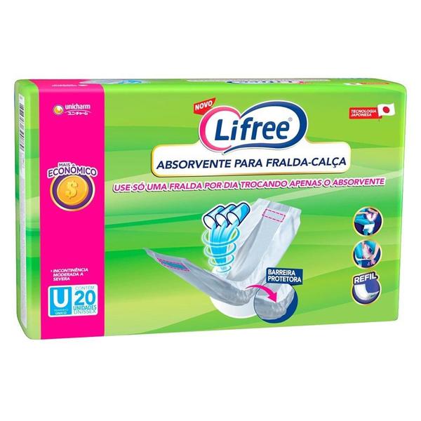 Imagem de Absorvente Lifree para Fralda Calça Adulto 6 Pacotes com 20 Tiras