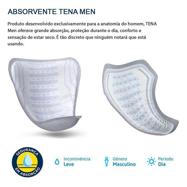 Imagem de absorvente masculino tena men formato confortável aprovado por milhões de homens 4x 10 unidades