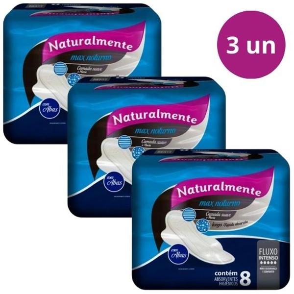 Imagem de Absorvente Naturalmente Max Noturno c/8u (Kit com 3)