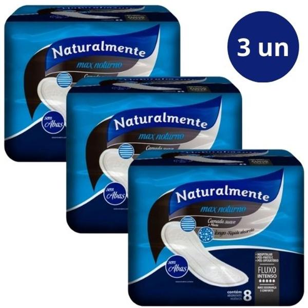 Imagem de Absorvente Naturalmente Max Noturno c/8u (Kit com 3)