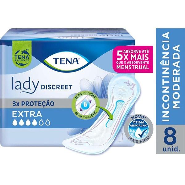 Imagem de Absorvente Para Incontinência Urinária Tena Lady Discreet Extra 8 Unidades