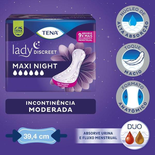 Imagem de Absorvente para Incontinência Urinária Tena Lady Discreet Maxi Night 14 Unidades