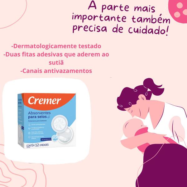 Absorvente Para Seios Amamentação Mamilos Caixa 12 Unidades - Cremer Imagem de Absorvente Para Seios Amamentação Mamilos Caixa 12 Unidades