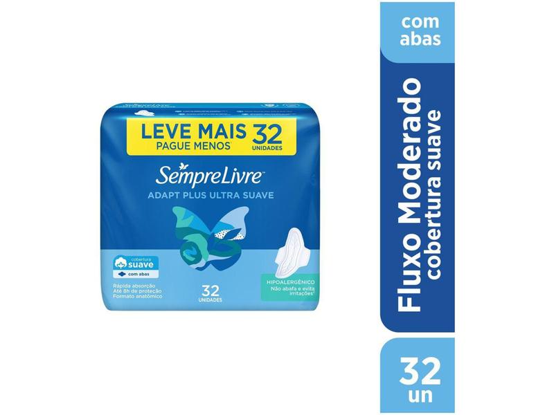 Imagem de Absorvente Sempre Livre Adapt Plus com Abas 32 Unidades