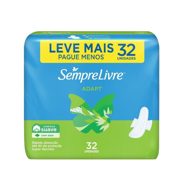 Imagem de Absorvente Sempre Livre Adapt Suave Com Abas 32 Unidades Leve mais Pague menos