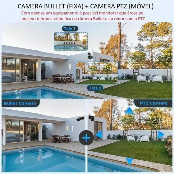 Imagem de Abuntu Camera Segurança 2 em 1 Fixa + Móvel 4MPx Wifi