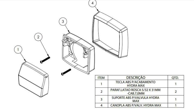 Imagem de Acabamento completo para valvula descarga hydra max linha black blukit - 340368