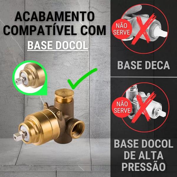 Acabamento de registro monocomando quadrado cromado docol - Metais Rainha Imagem de Acabamento de registro monocomando quadrado cromado docol