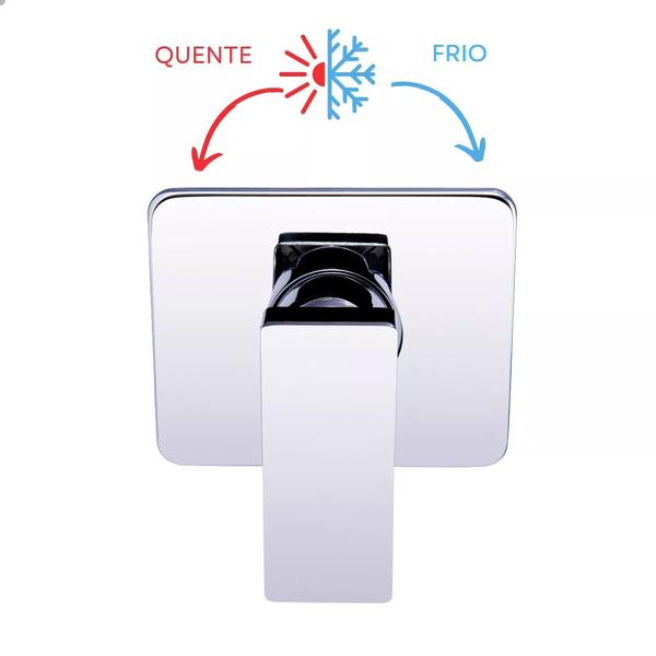 Acabamento de registro monocomando quadrado cromado docol - Metais Rainha Imagem de Acabamento de registro monocomando quadrado cromado docol