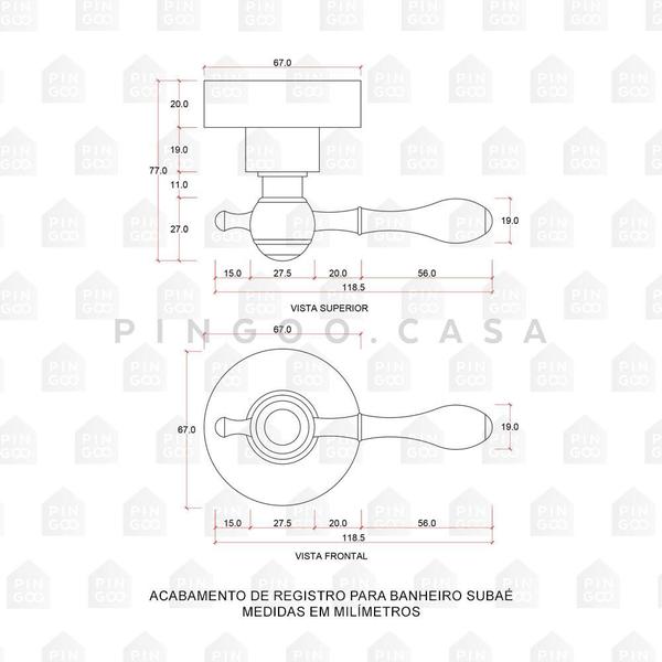 Imagem de Acabamento De Registro Para Banheiro Subaé Pingoo.casa - Dourado