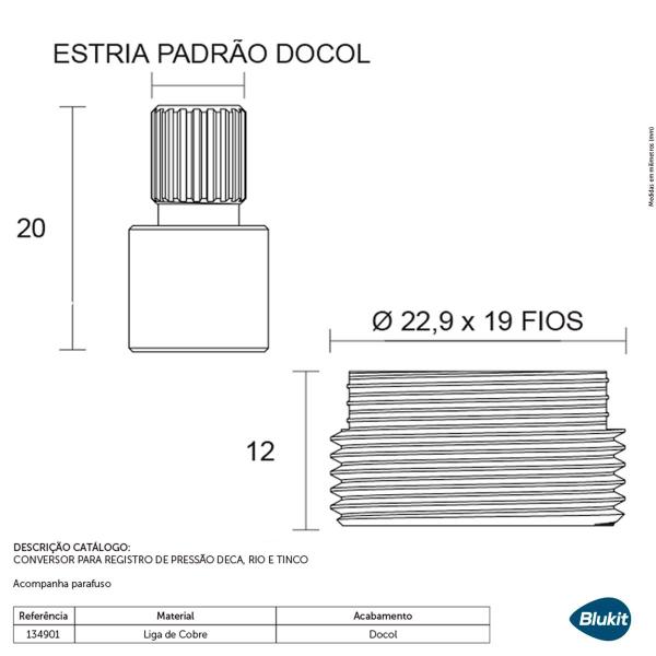 Imagem de Acabamento De Registro Preto Fosco Lexxa Para Base Docol