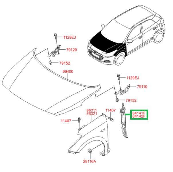 Imagem de Acabamento Interno Paralama Kia Picanto 05 a 08 Original Direito 8414207000