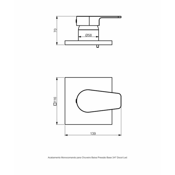 Imagem de Acabamento Monocomando Para Chuveiro Base 3/4 Docol - Led