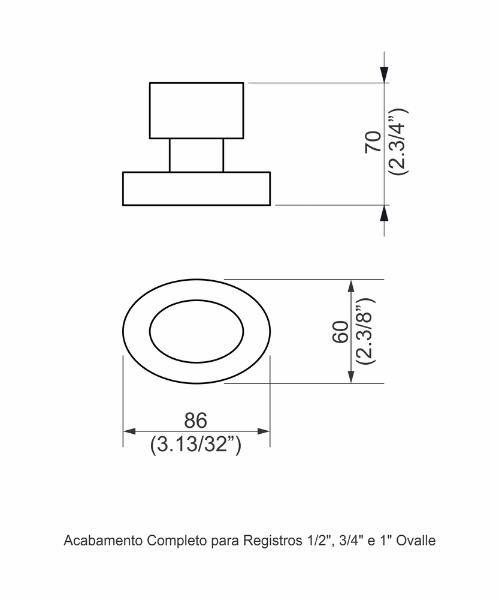 Imagem de Acabamento para Registro 3/4  Ovalle Cromado