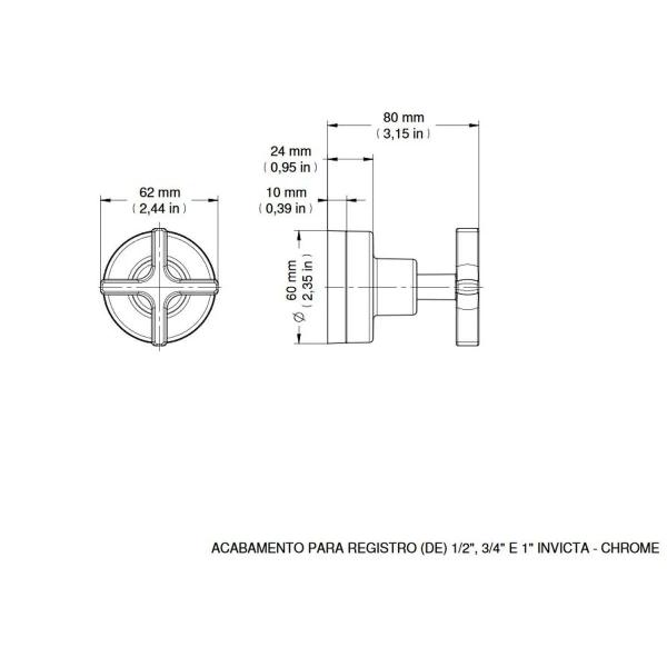 Imagem de Acabamento para Registro Base Deca 1/2", 3/4" e 1" Invicta Docol